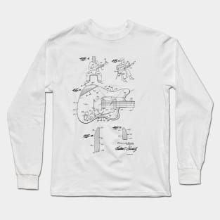 Guitar Vintage Patent Hand Drawing Long Sleeve T-Shirt